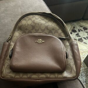 Authentic Coach Tan and Brown Monogram Backpack